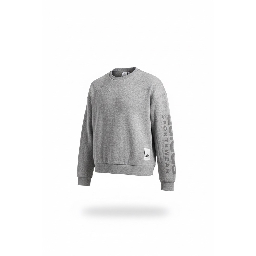 Adidas Sportswear Grey Crewneck Sweatshirt Embossed Sleeve Logo Mens Medium